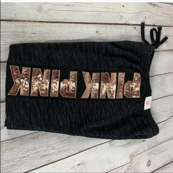 VS PINK Bling Classic Pants Rose Gold Sequins Marl - Picture 4 of 7